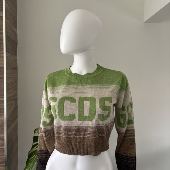 GCDS Printed Logo Cropped Sweater Long Sleeve Sz Medium 100% Authentic❤️ - Picture 3 of 12